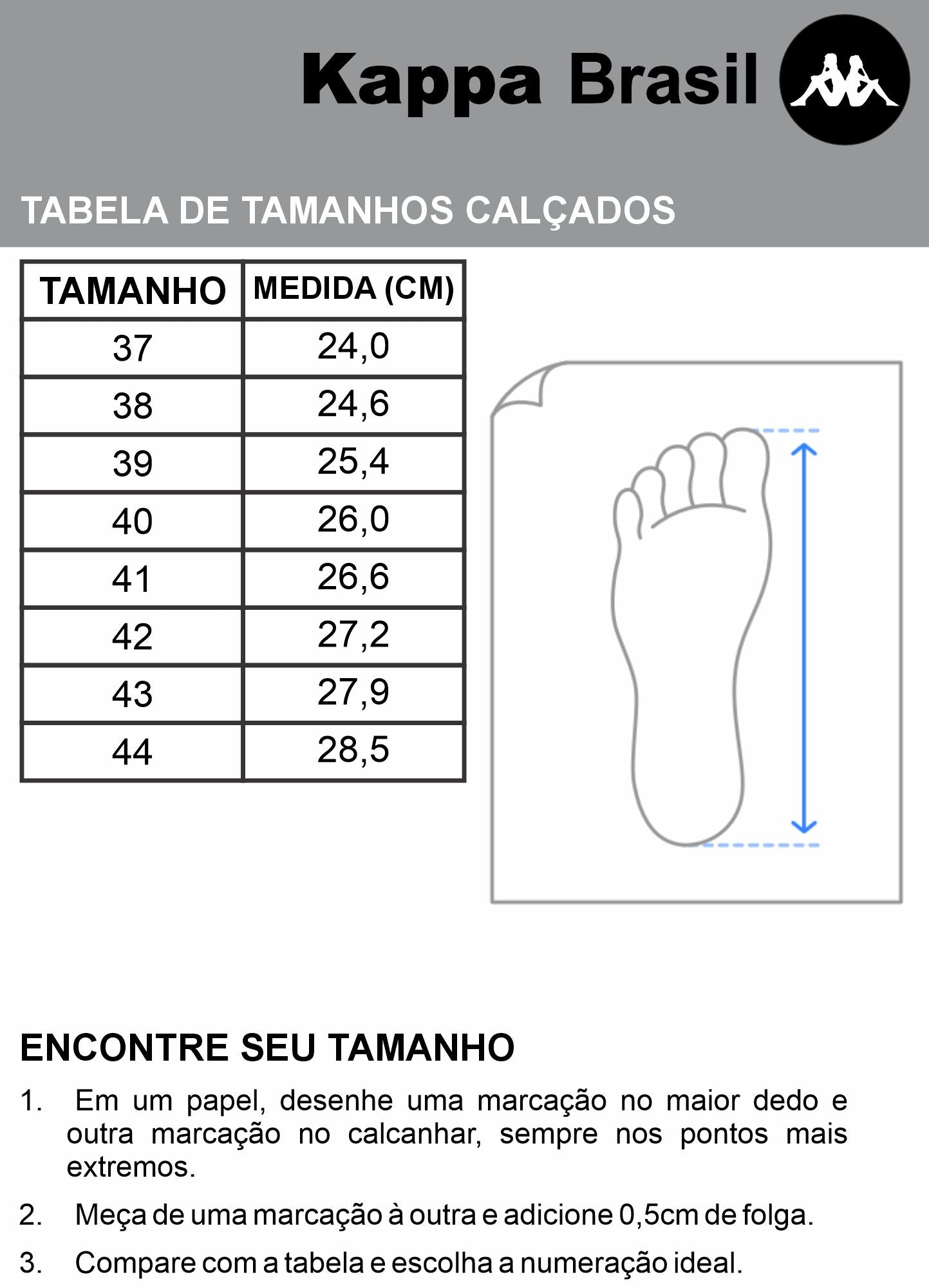 Tabela de Tamanhos 