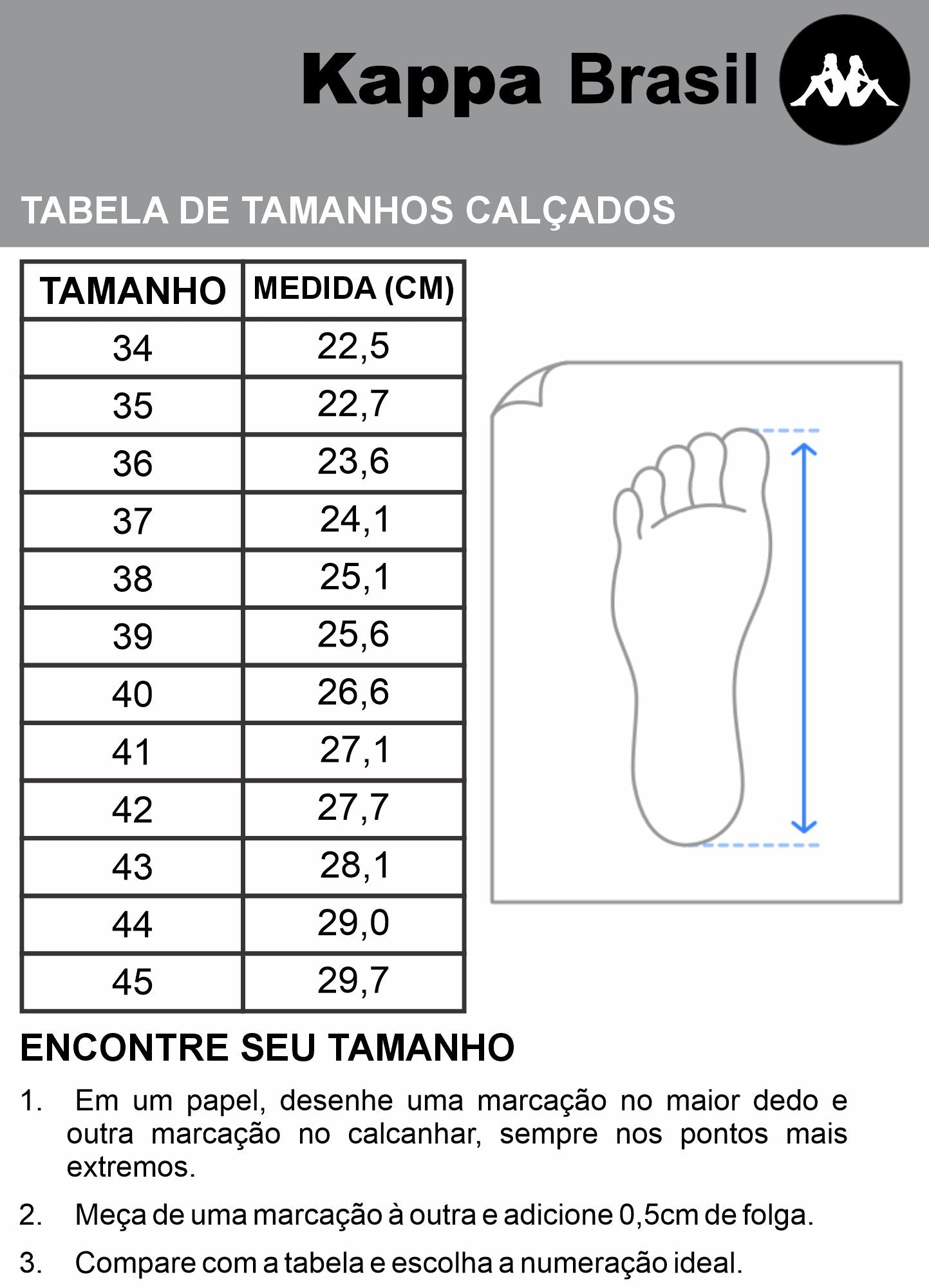 Tabela de Tamanhos